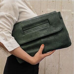 Elegant Green Large Clutch or Shoulder Bag